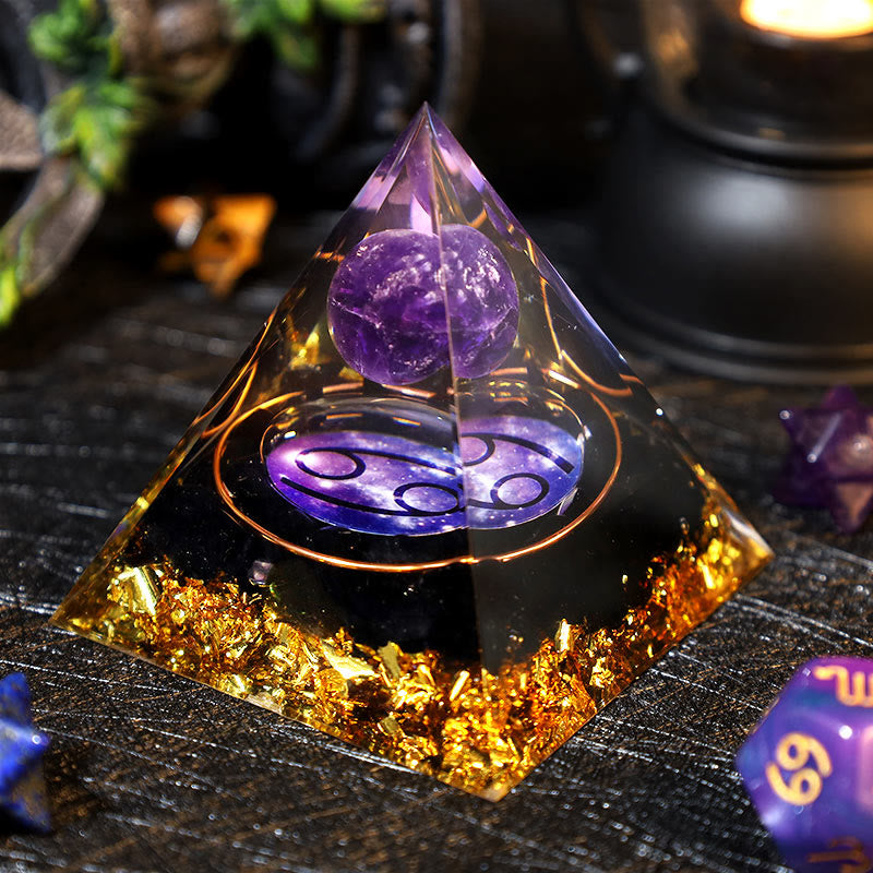 Olivenorma Amethyst Ball Obsidian Gravel Zodiac Cancer Orgone Pyramid - image 1