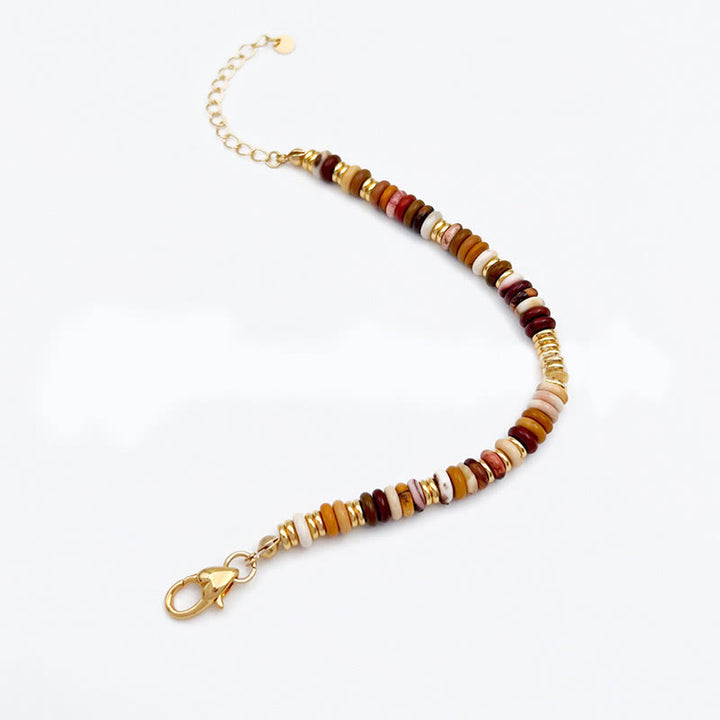 Olivenorma Sunset Frisbee Beaded Natural Agate Clavicle Necklace - image 6