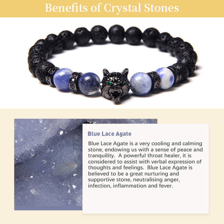 Olivenorma Blue Lace Agate Wolf Bracelet - image 2