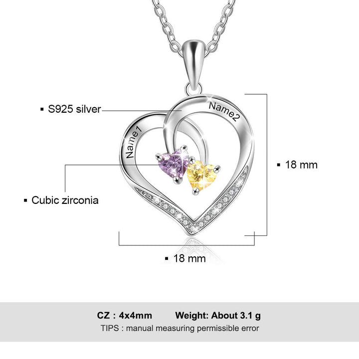 Olivenorma Custom Heart Promise 2 Birthstones Name Engaving Necklace - image 6