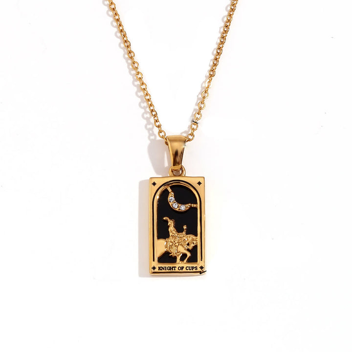 Olivenorma Stainless Steel 18k Gold Plated Tarot Card Necklace - KNIGHT OF CUPS - Golden - image 5