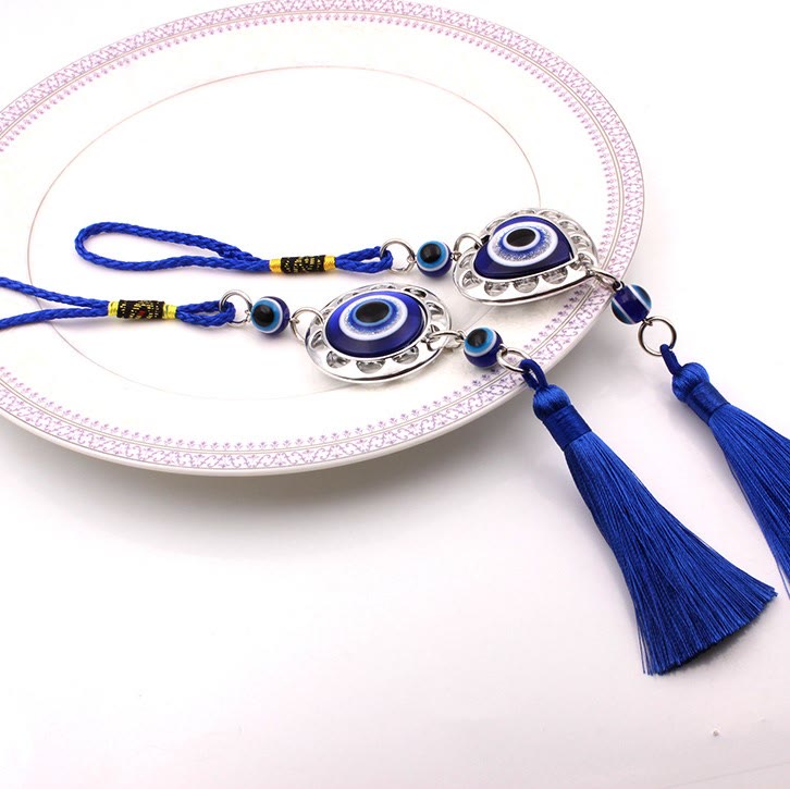 Olivenorma Blue Evil Eye Tassel Car Ornament - image 8