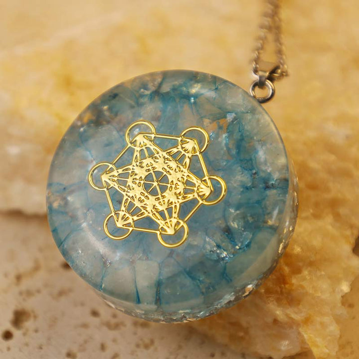 Aquamarine Metatron's Cube Energy Necklace - image 3