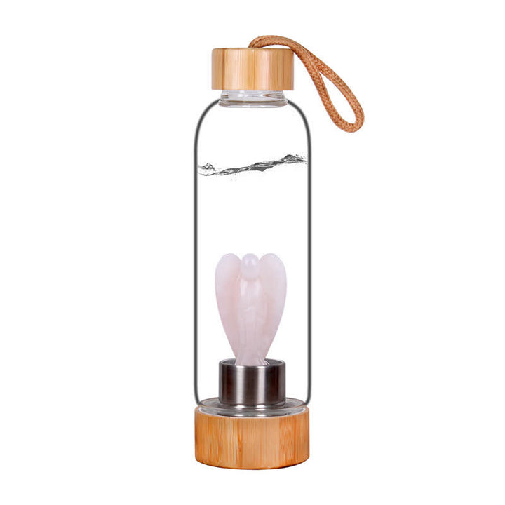 Olivenorma Carved Angel Water Bottle Crystal Decoration - Rose Quartz - image 4