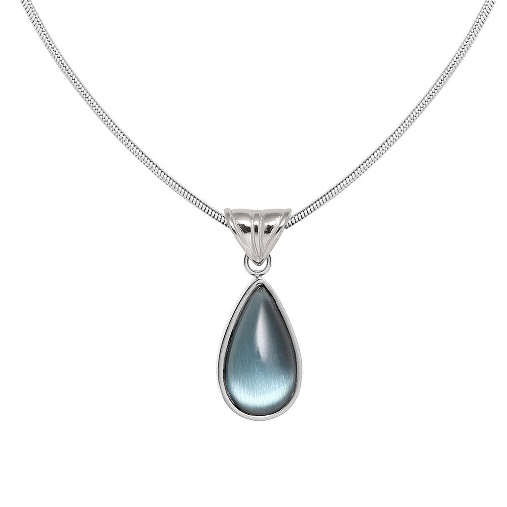 Olivenorma Drop Shape Green Aventurine Aquamarine Pendant Necklace - Aquamarine - image 5