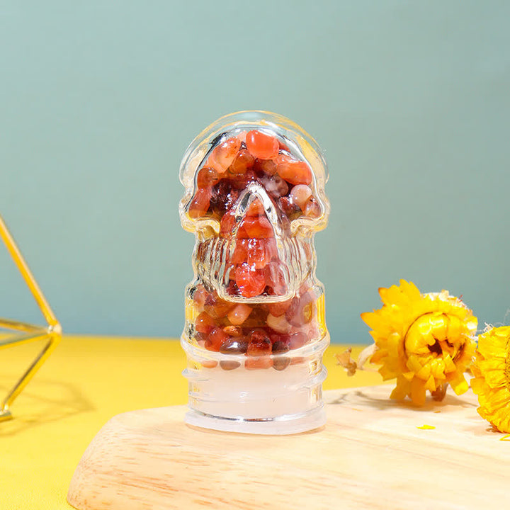 Olivenorma Skull Water Bottle Crystal Decoration - Red Agate - Black Lid - image 7