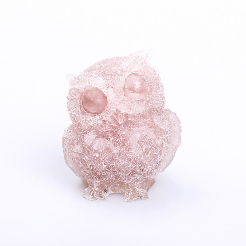 Olivenorma Natural Crystal Resin Owl Gemstone Decoration - Rose Quartz - image 16