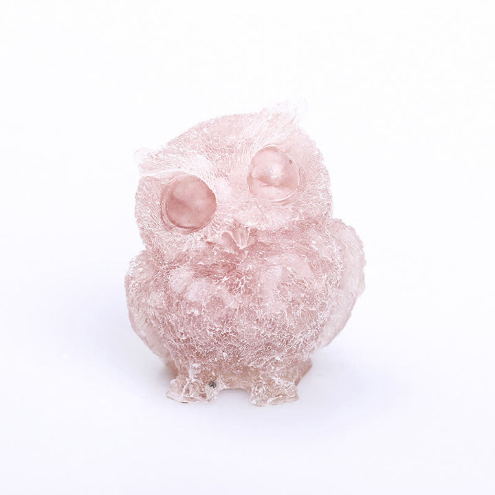 Olivenorma Natural Crystal Resin Owl Gemstone Decoration - Rose Quartz - image 16