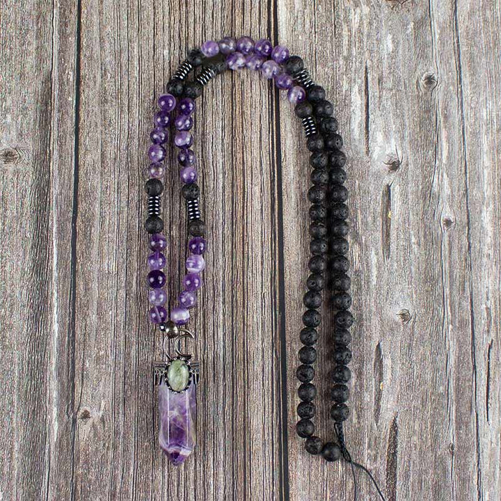 Olivenorma Natural Crystal Hexagon Prism Pendant Mala Necklace - image 1
