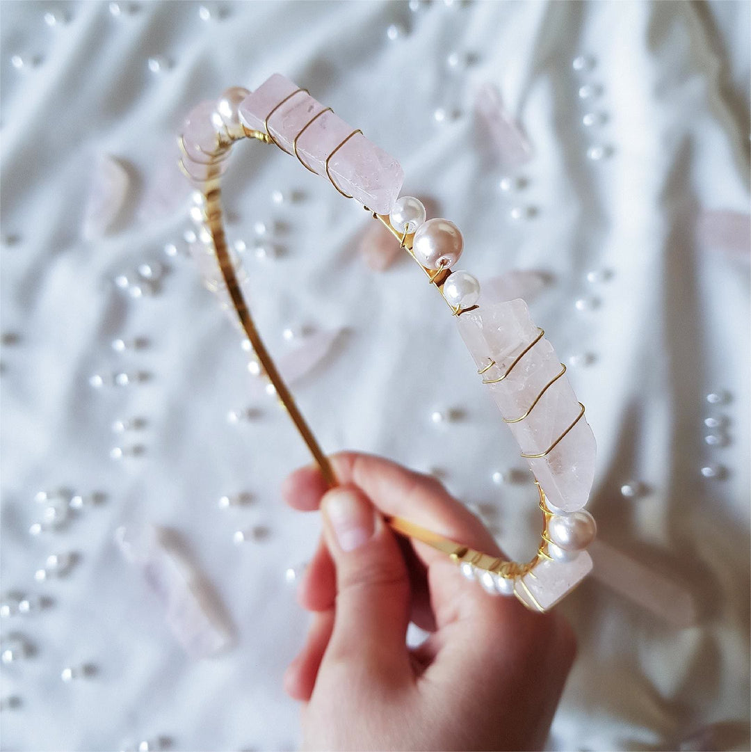 Olivenorma Citrine Amethyst With Pearl Crystal Crown - Rose Quartz&Pearl - image 9
