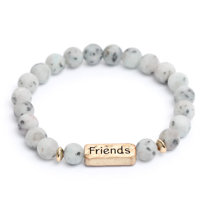 Olivenorma Natural Gemstone Friends Engraving Bracelet - White Turquoise - image 6