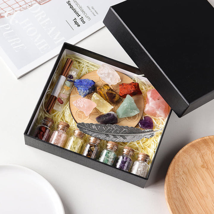 Olivenorma Natural Healing Gemstone Gravels 7 Chakra Raw Stone Set - Crystal Set - image 0