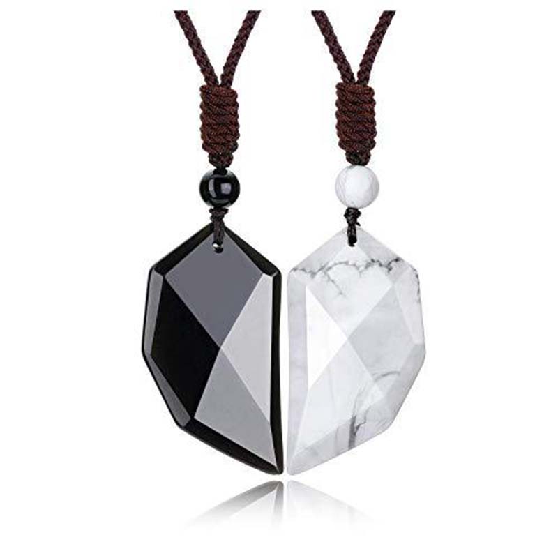 Olivenorma Obsidian Clear Quartz Heart Necklace - image 0