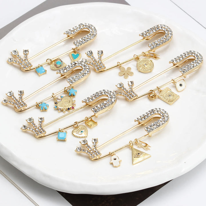 Olivenorma White Zircon Evil Eye Heart Brooch - image 30