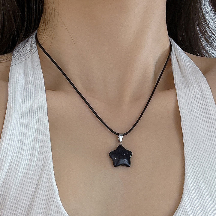 Olivenorma Natural Crystal Star Pendant Necklace - Blue Sandstone - image 15