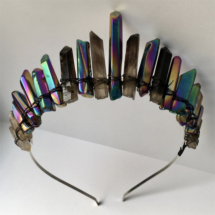 Olivenorma Labradorite Smoky Quartz Goth Witch Crystal Crown - image 6