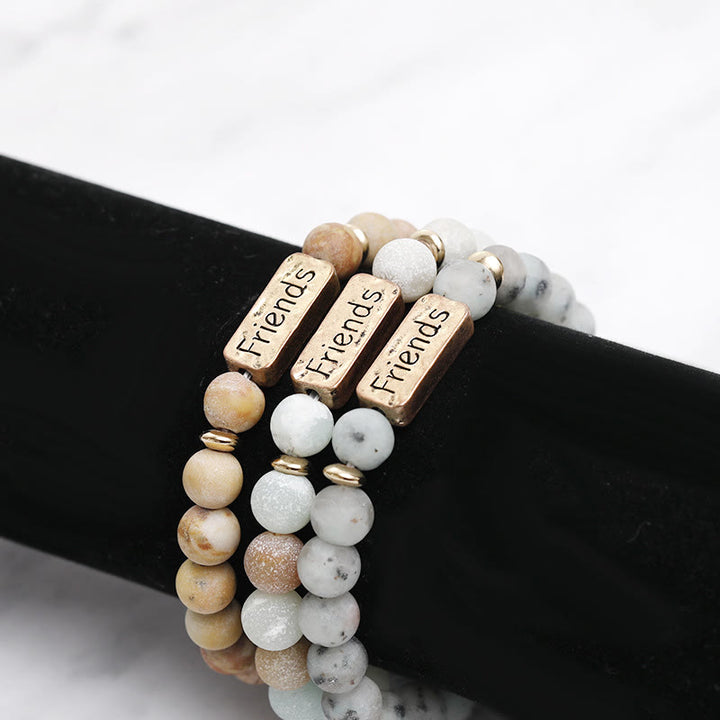 Olivenorma Natural Gemstone Friends Engraving Bracelet - image 12