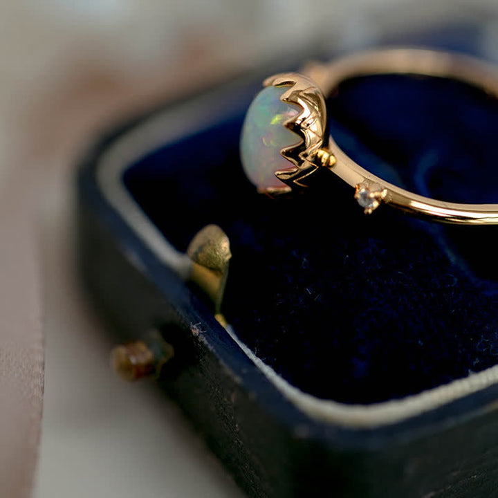 Olivenorma Retro Gold Opal Adjustable Ring - image 6