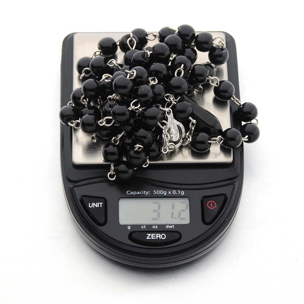 Olivenorma Obsidian Christianity Crystal Hexagon Pendant Rosary Necklace - image 5