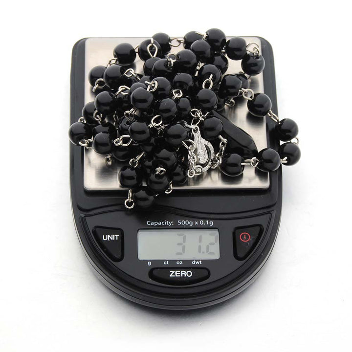 Olivenorma Obsidian Christianity Crystal Hexagon Pendant Rosary Necklace - image 5