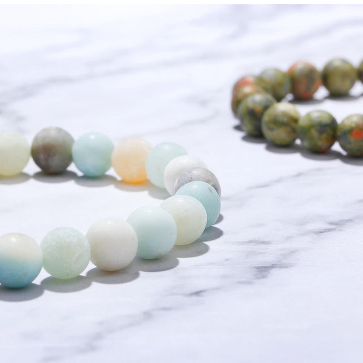 Olivenorma Natural Gemstone Her King /His Queen 2 Piece Engraving Bracelet - image 6