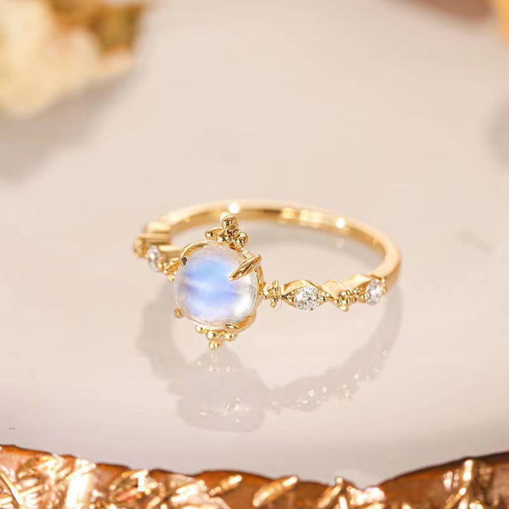 Olivenorma Moonstone White Zircon Light Luxury Simple Adjustable Ring - image 2
