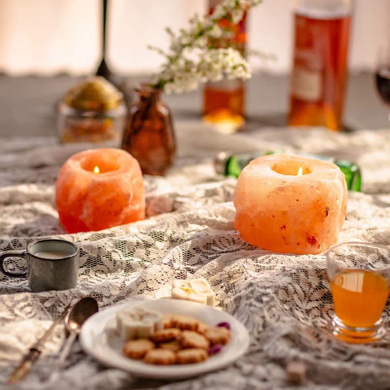 Olivenorma Romantic Hand Carved Candle Holder Himalayan Pink Salt Lamp - image 1