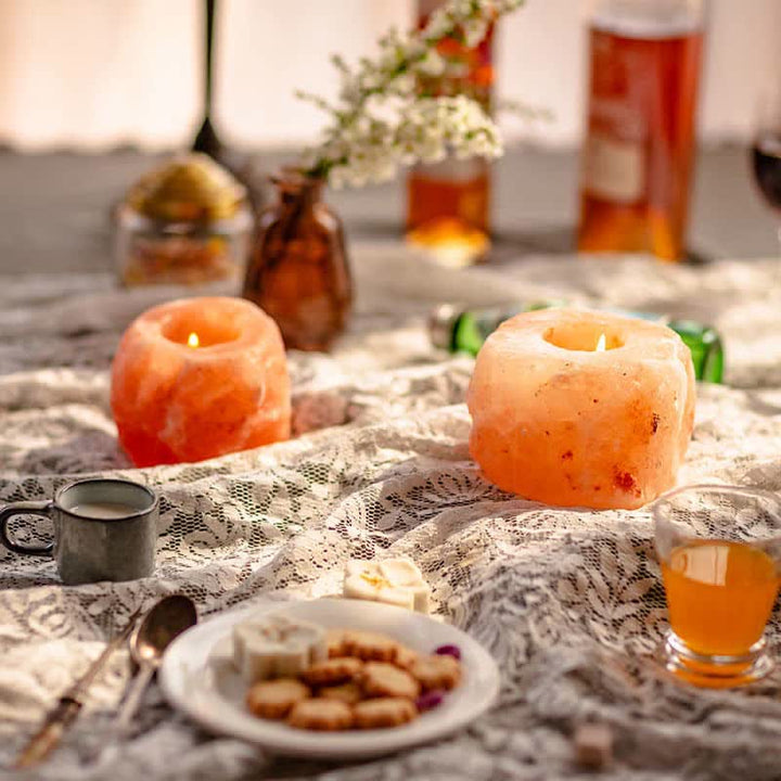 Olivenorma Romantic Hand Carved Candle Holder Himalayan Pink Salt Lamp - image 1