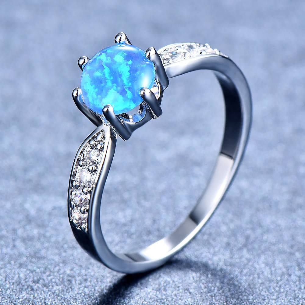 Olivenorma Six Claws Round Opal Edge Band Ring - Blue Opal - 10 - image 4