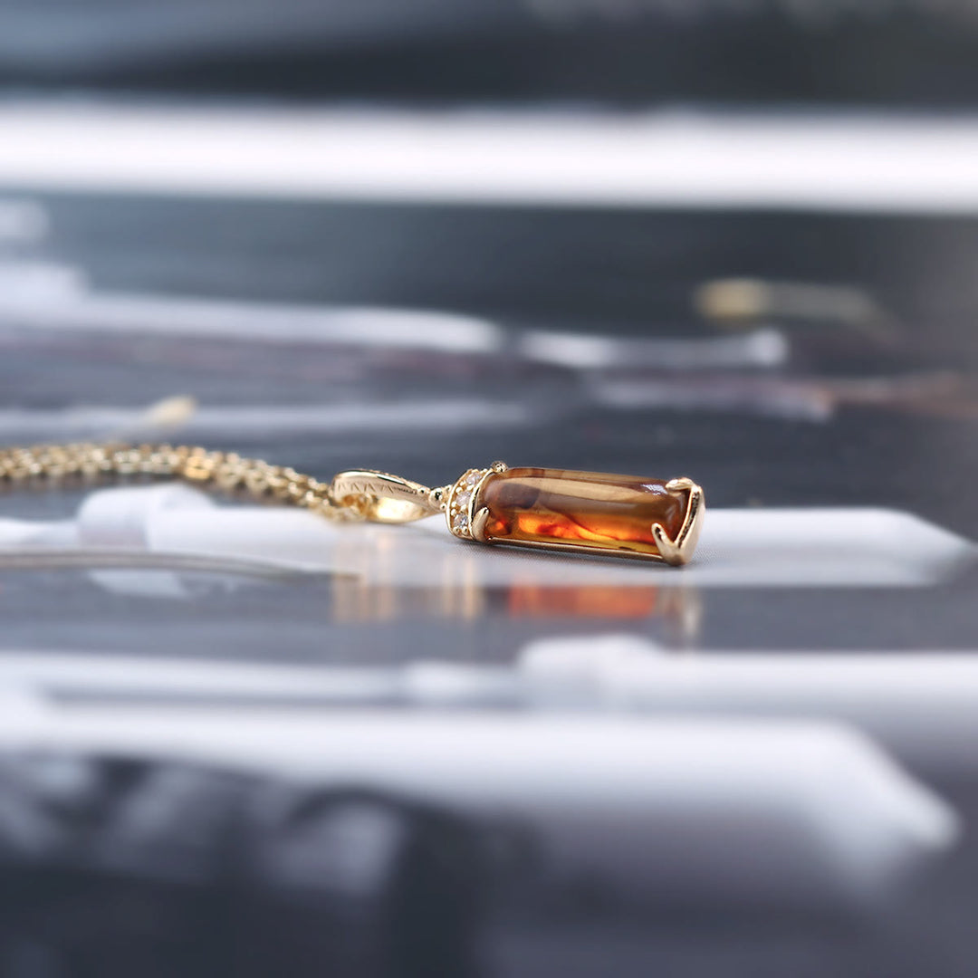 Olivenorma Artificial Amber Ring Pendant Necklace - image 4