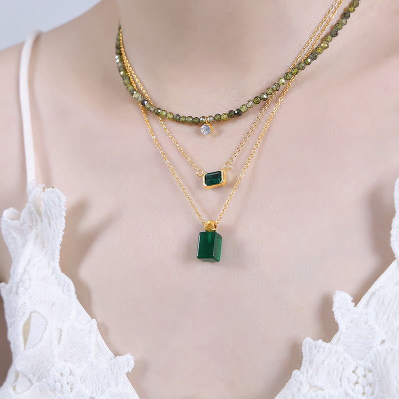Olivenorma Emerald Green Aventurine Peridot Pendant Beaded Necklace - image 1