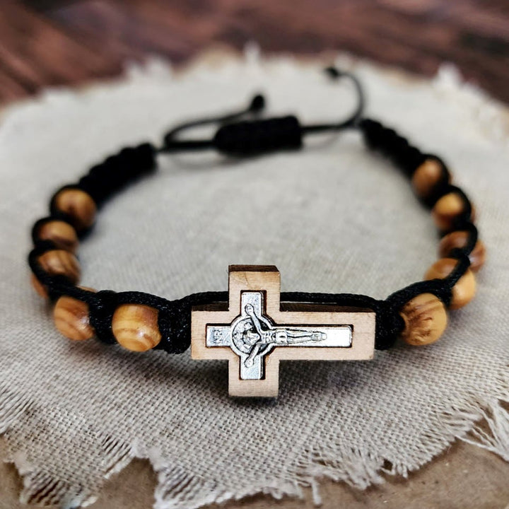 Olivenorma Cross Jesus Wooden Rosary Wrap Bracelet - Bracelet - image 0