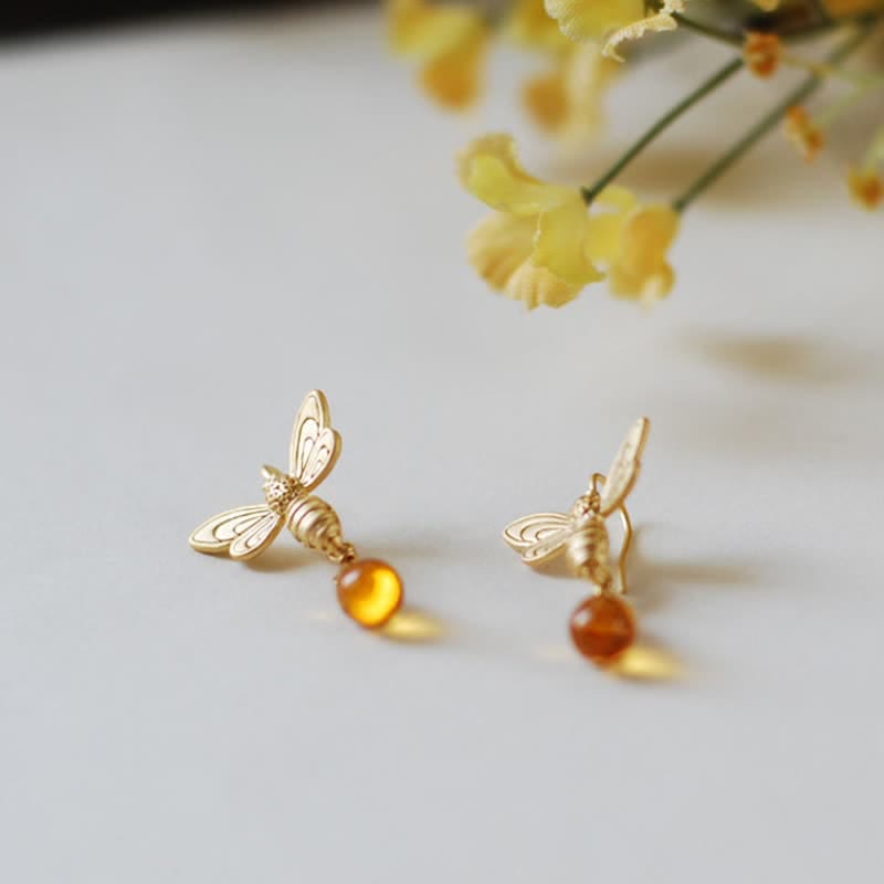 Olivenorma Bee Topaz Honey Drop Amber Earrings & Necklace - image 2