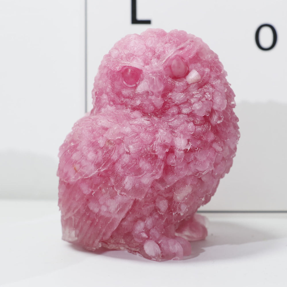 Olivenorma Natural Crystal Owl Carved Gemstone Ornament - Rose Quartz - image 1