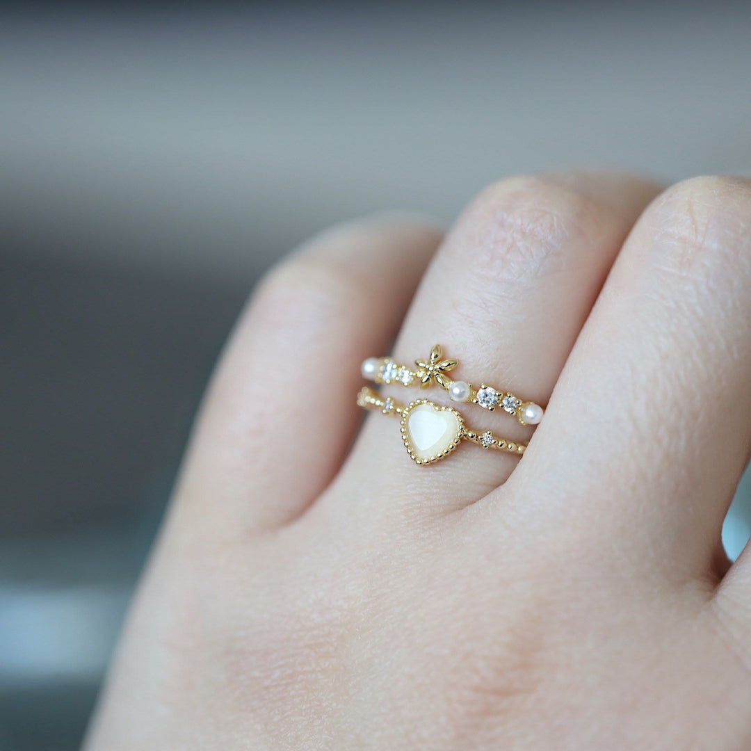 Olivenorma Cat's Eye Stone White Zircon Adjustable Ring - image 1