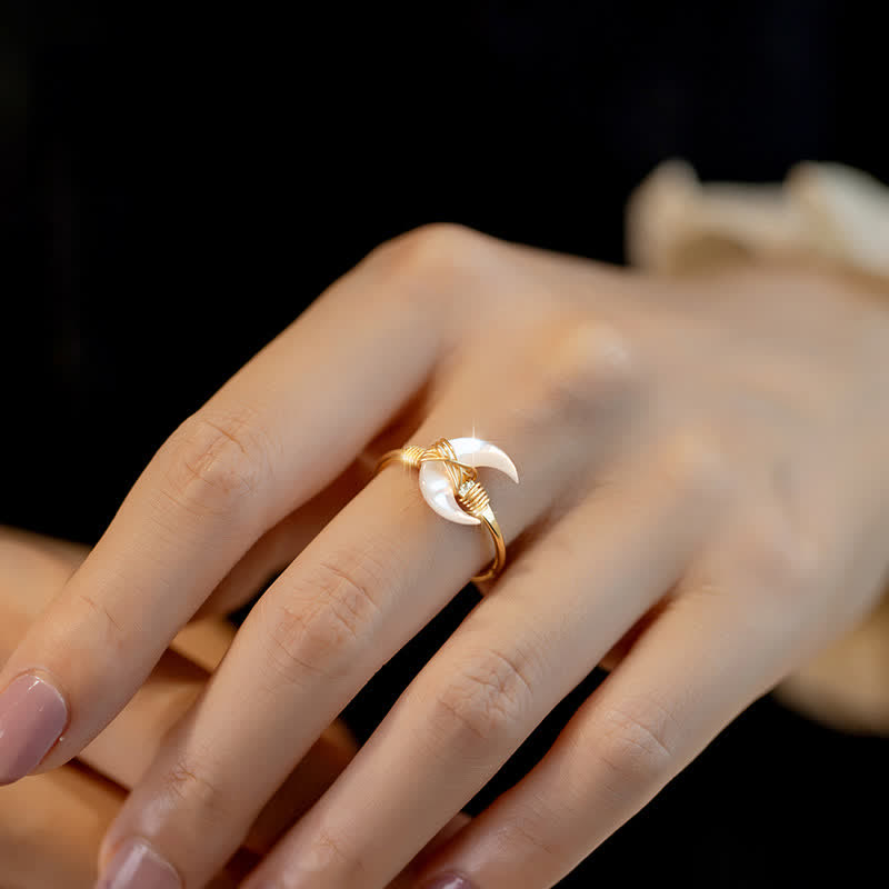 Olivenorma Nacre Crescent Open Adjustable Ring - image 3