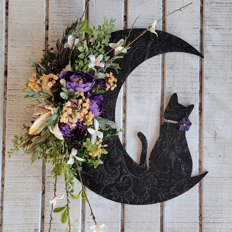 Olivenorma Celestial Lunar Moon And Kitty Wall Decor - Purple & Yellow - image 3