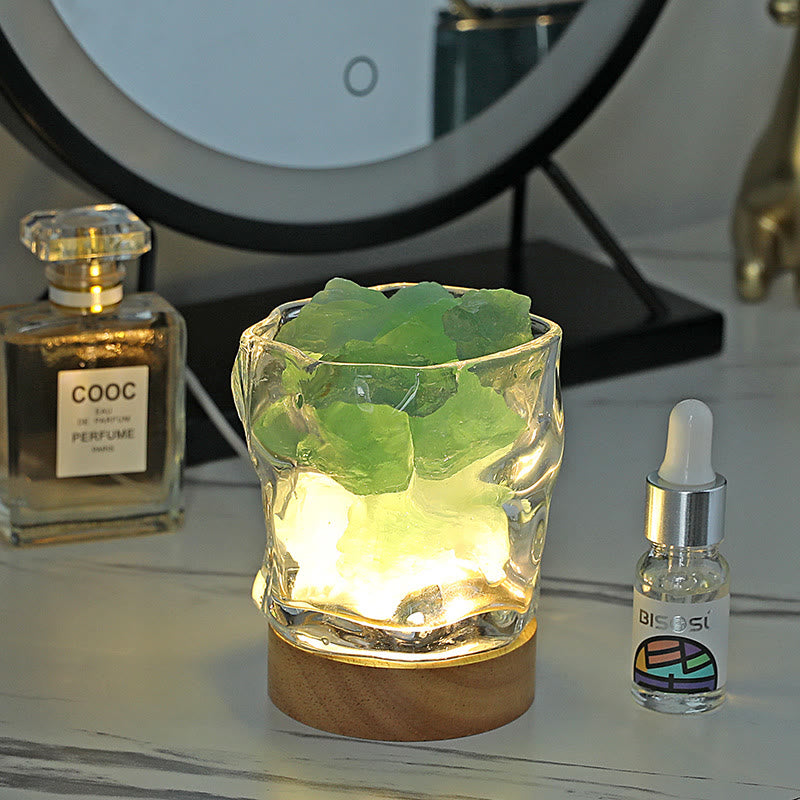 Olivenorma Irregular Glass Stone Essential Oil Crystal Aromatherapy Lamp - Green Fluorite - Shangri-la - image 2