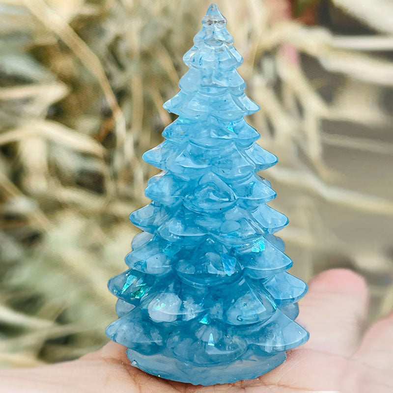 Olivenorma Multi-Color Natural Crystal Christmas Tree Gemstone Decoration - Aquamarine - image 3