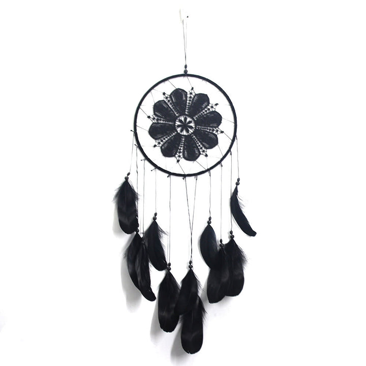 Olivenorma Handwoven Bohemian Dreamcatcher - Large Black Flowers - image 16