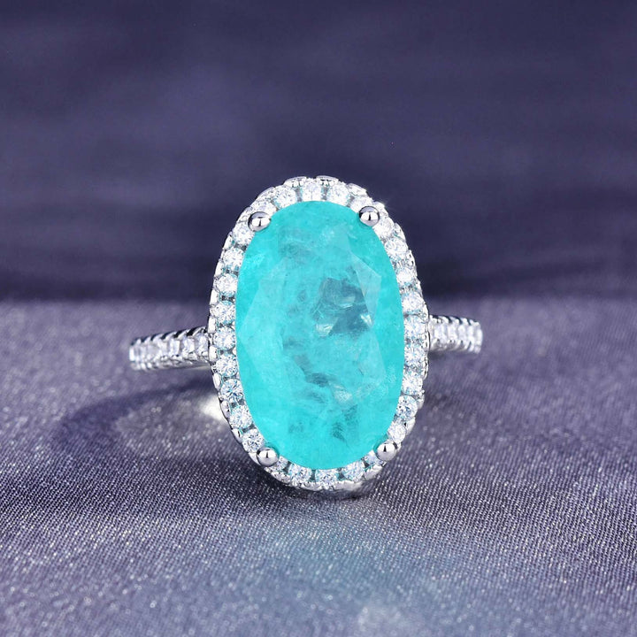 Olivenorma Large Oval Paraiba Tourmaline Adjustable Engagement Ring - Paraiba Tourmaline - image 0