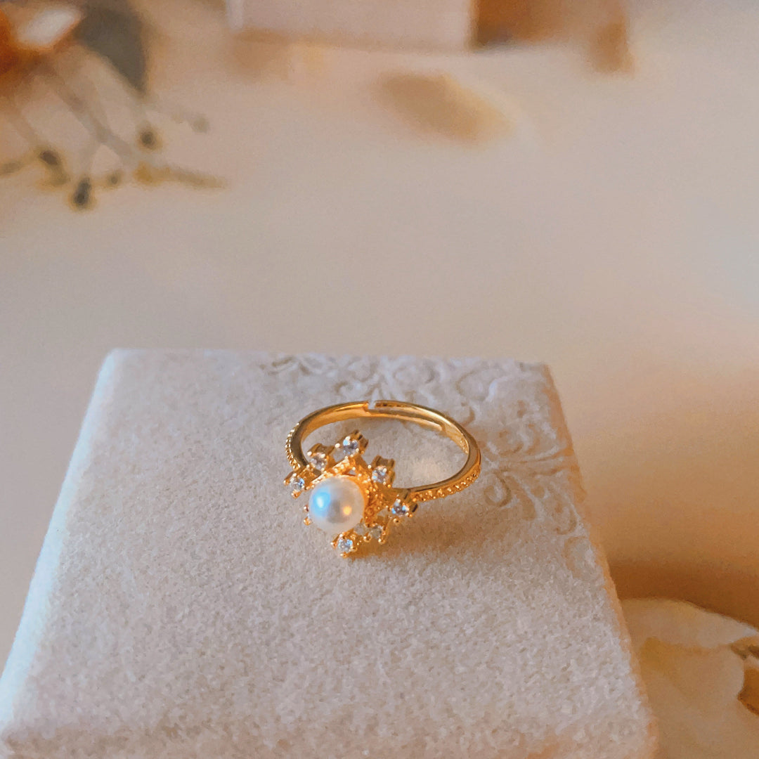Olivenorma Romontic Flower Natural Pearl With Zircon Ring - image 5