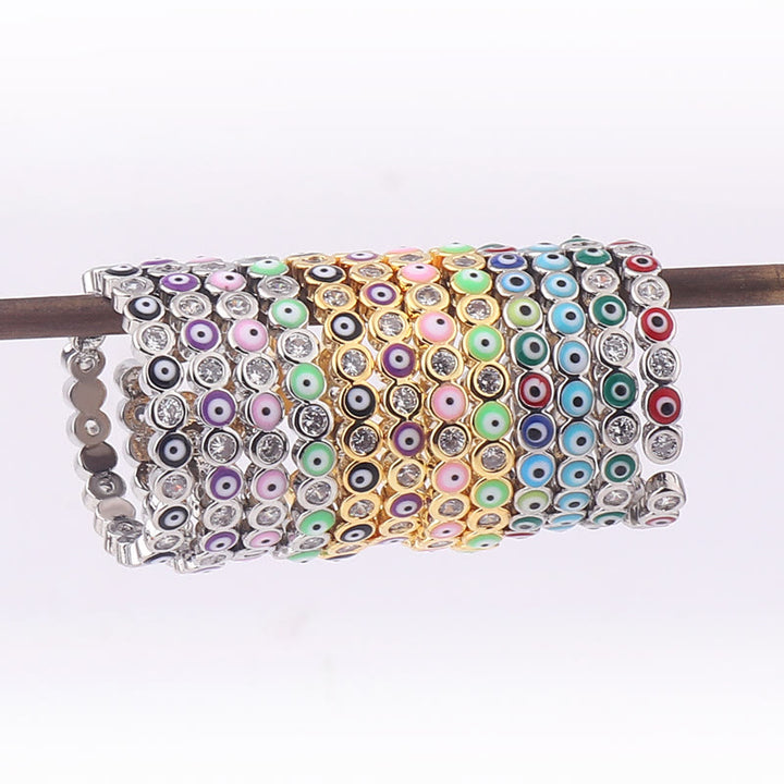 Olivenorma Colorful Evil Eye White Zircon Adjustable Ring - image 34
