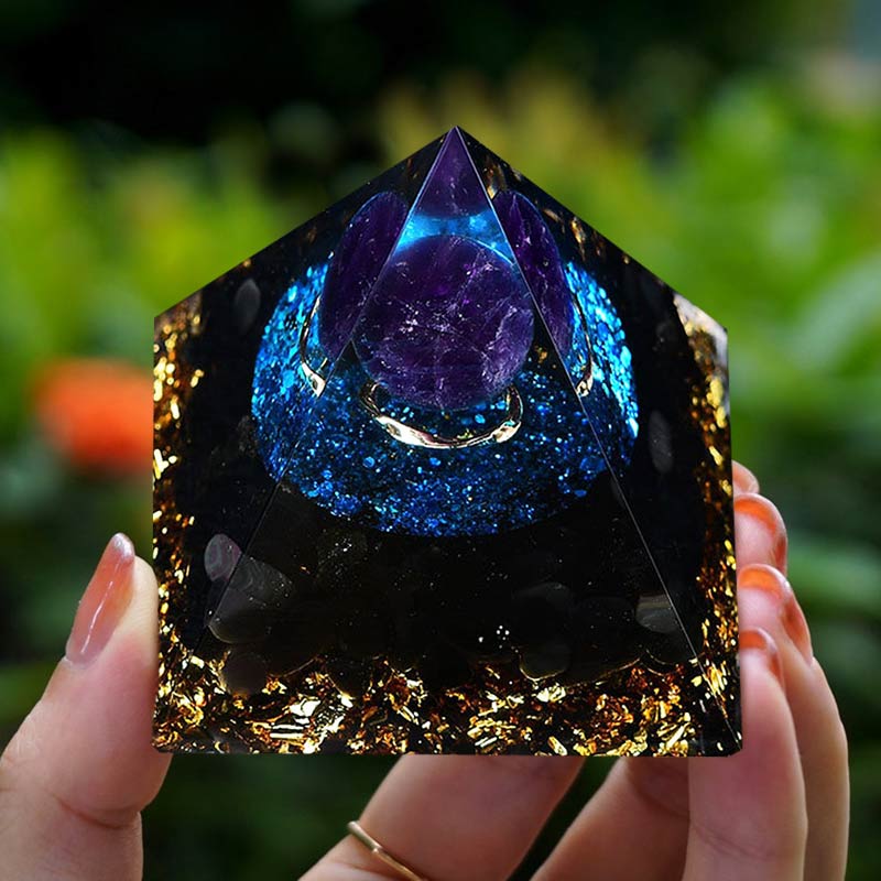 Olivenorma Amethyst Sphere With Blue Quartz Reki Orgone Pyramid - image 1