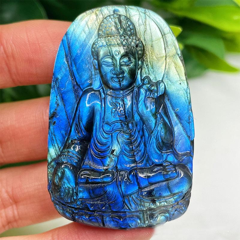 Olivenorma Natural Labradorite Moon Face Ornaments Gemstone Decoration - Buddha #Labradorite - image 25