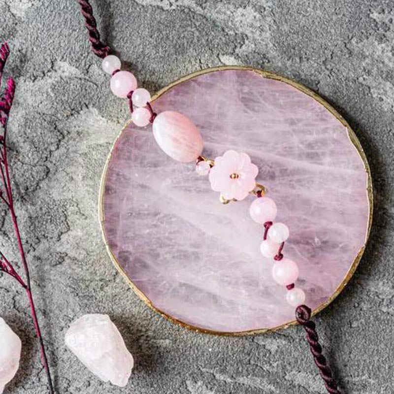 The Flower of Love Rose Quartz Anklet Bracelet - image 3