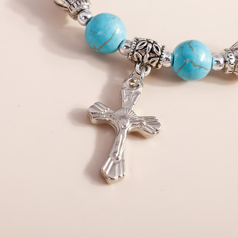 Olivenorma Turquoise Beaded Cross Pendant Bracelet - image 4