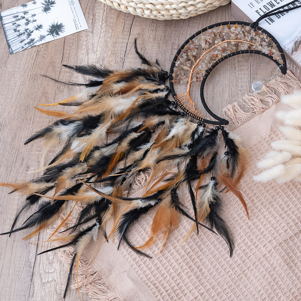 Olivenorma Natural Gravel Woven Tree of Life Moon Dream Catcher - image 32