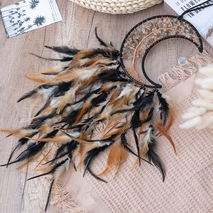 Olivenorma Natural Gravel Woven Tree of Life Moon Dream Catcher - image 32