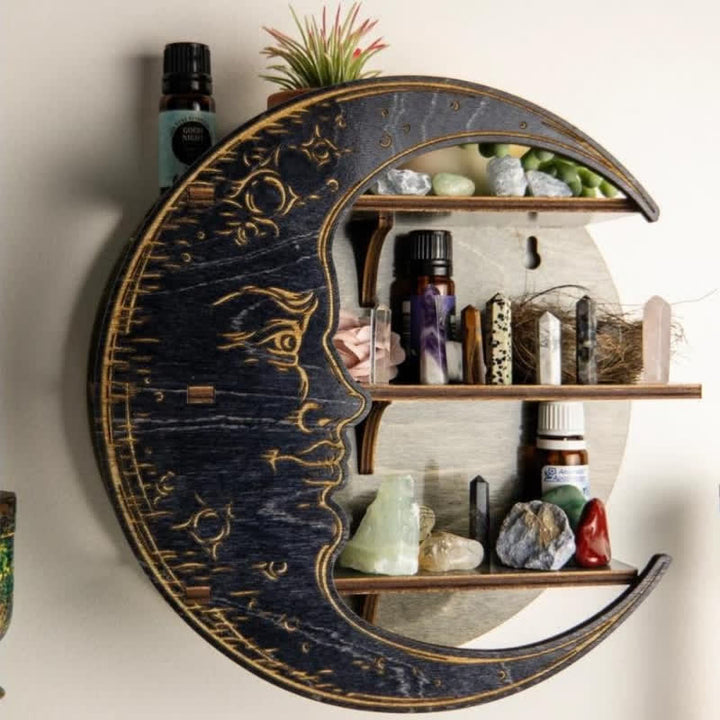 Olivenorma Crescent Moon Face Wooden Crystal Shelf - image 5